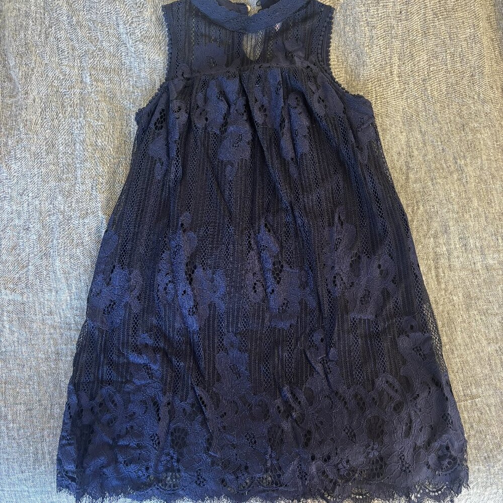 Navy Lace Tent / Shift Dress - Sz Small